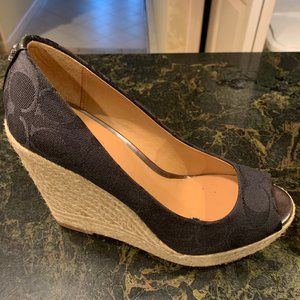 Authentic Coach Black Wedge Sandals